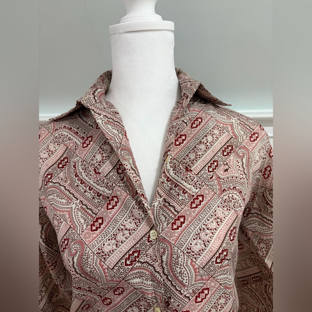 Paisley Long Sleeve Button-Up Blouse - Picture 2 of 8